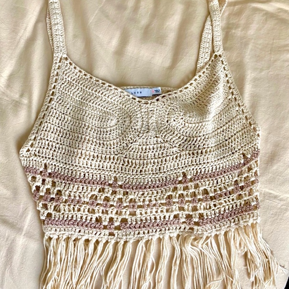 Crochet sparkle knit tank top